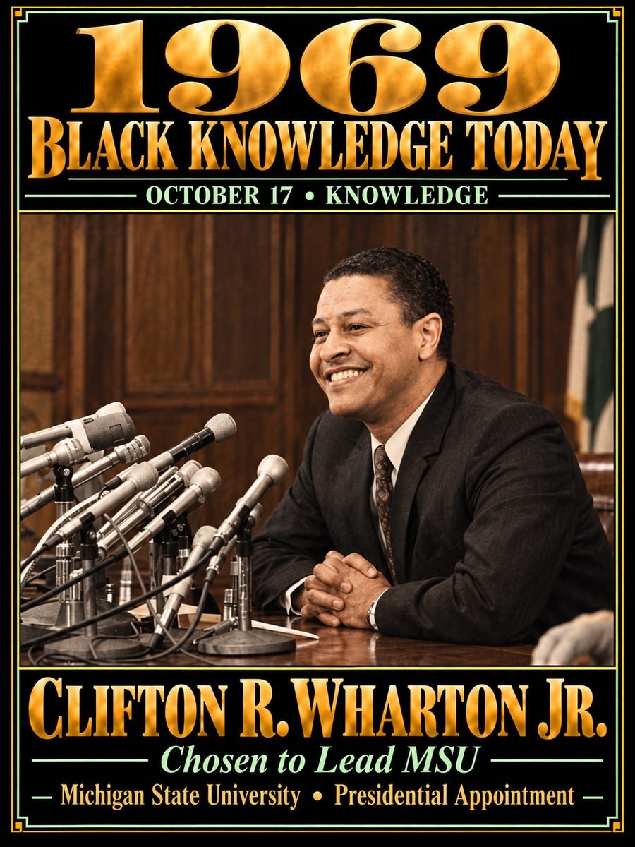 1969 — Michigan State University named Clifton R. Wharton Jr. its president