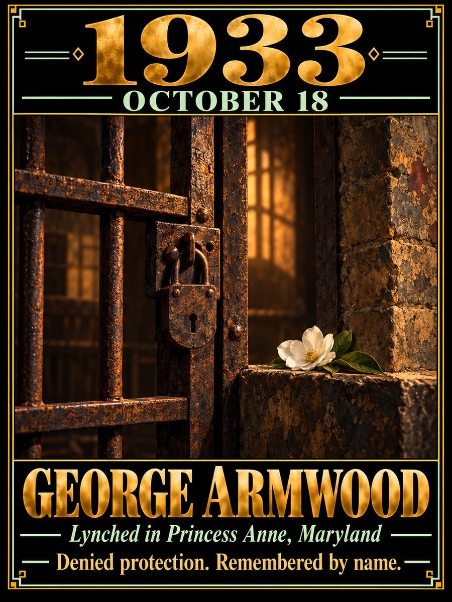 1933 — A white mob lynched George Armwood in Princess Anne, Maryland