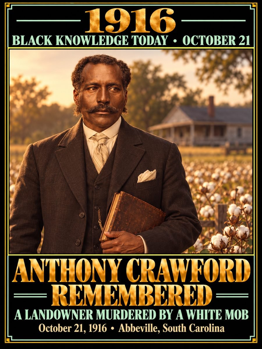1916 — A white mob lynched landowner Anthony Crawford in Abbeville, South Carolina