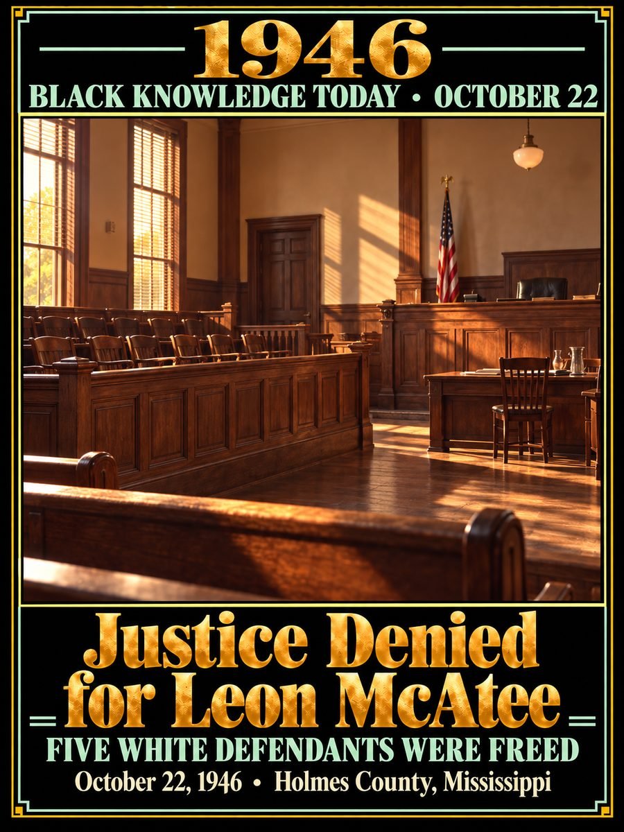 1946 — Five white men were freed in the killing of Leon McAtee in Mississippi