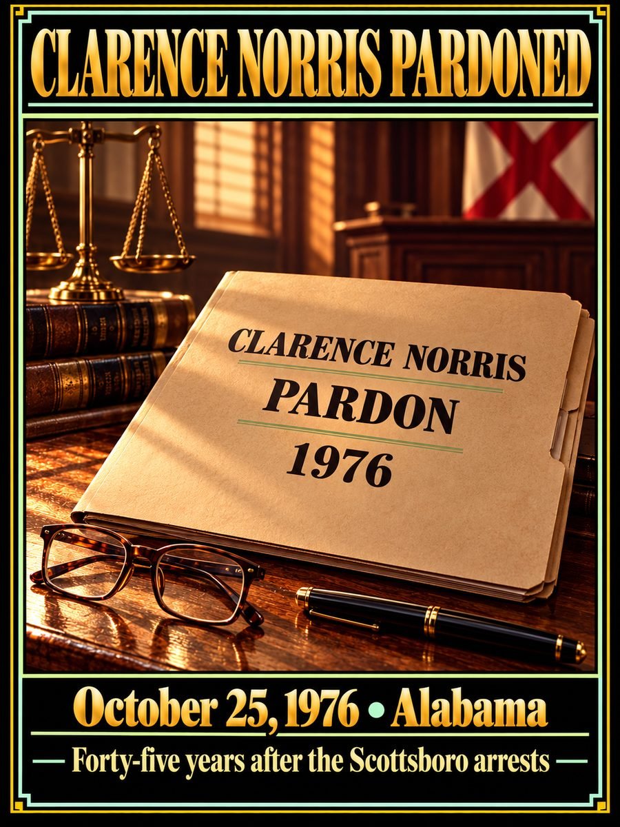 1976 — Alabama pardoned Clarence Norris, the last surviving Scottsboro defendant
