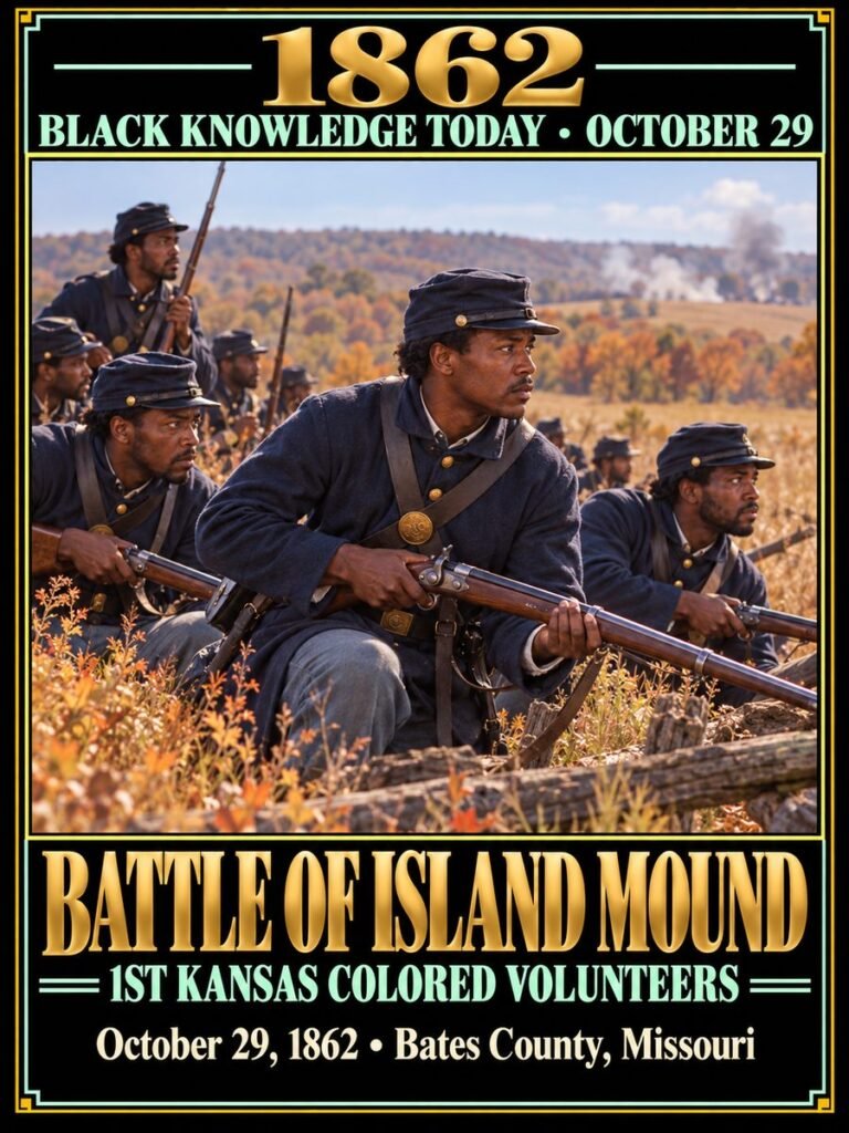 1862 — Black Union soldiers fought at the Battle of Island Mound