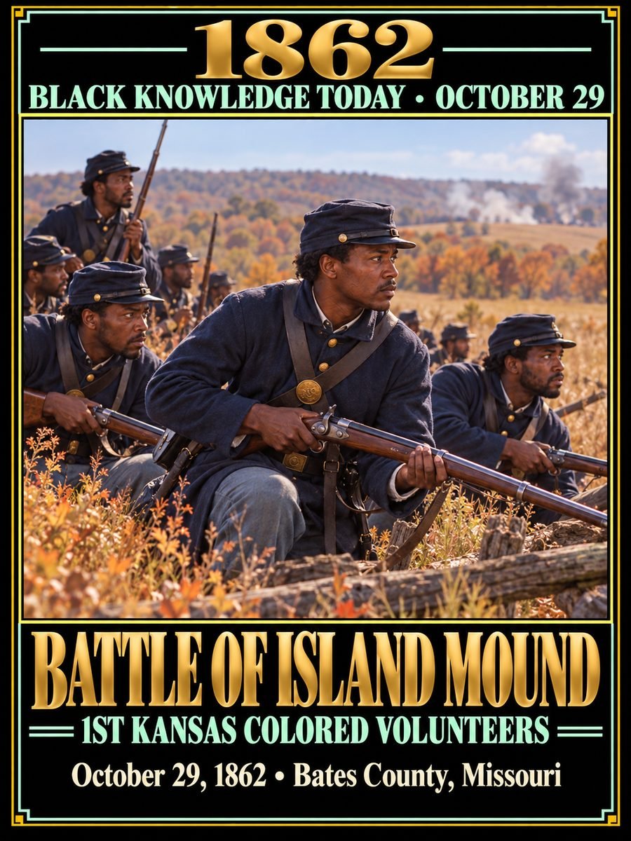 1862 — Black Union soldiers fought at the Battle of Island Mound