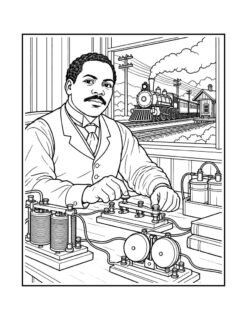 Granville T. Woods coloring page from Brilliant Black Inventors Vol 2