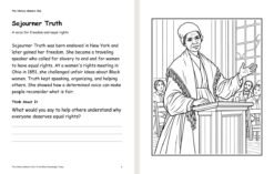 A story page and its coloring page from Black Women Who Changed History Vol 1